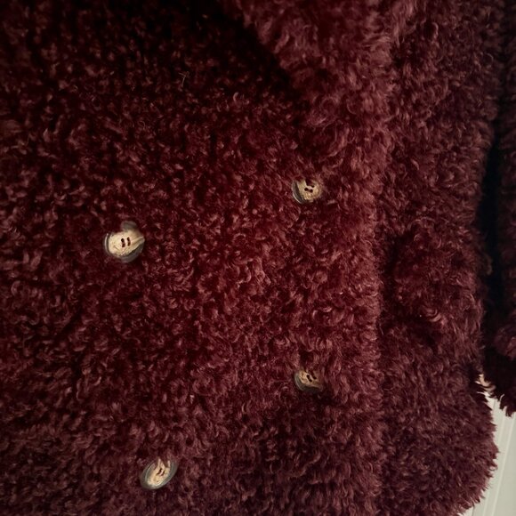NWT Free People Sophie Faux Fur Teddy Peacoat Size Small Deep Grape - Picture 9 of 10
